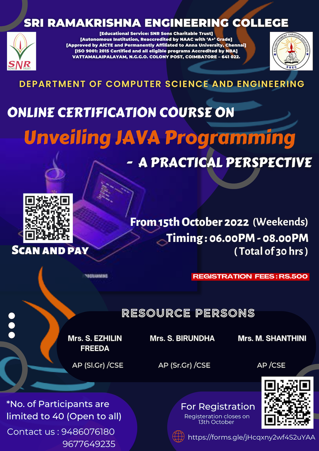 Online Certification course on Unveiling Java Program-A practical perspective 2022